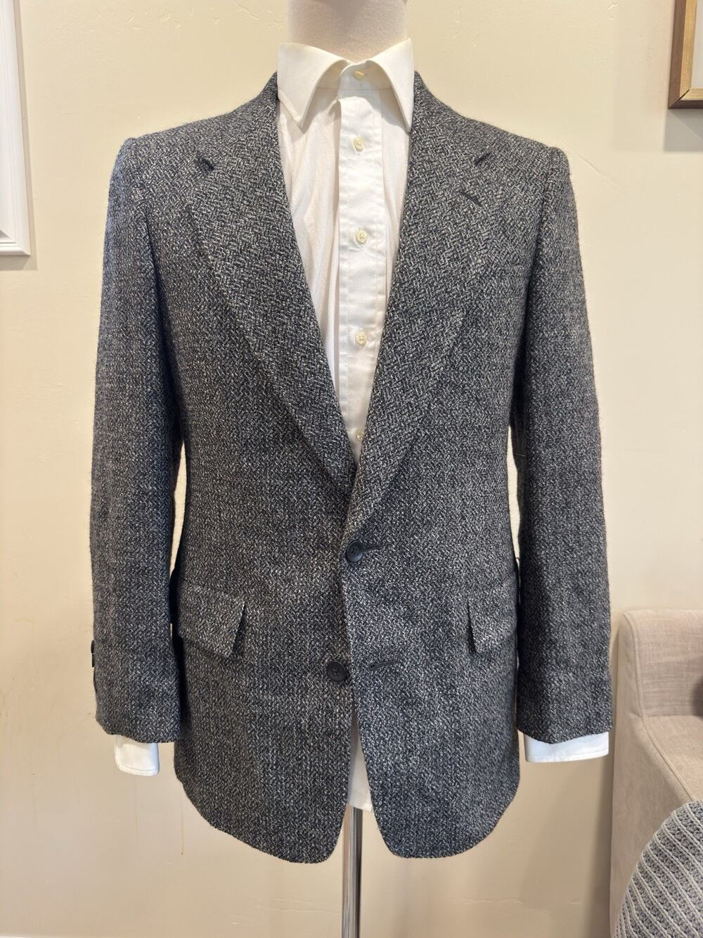Christian Dior Monsieur Tweed Wool Notch Lapel Sport Coat Size 40R Made in USA